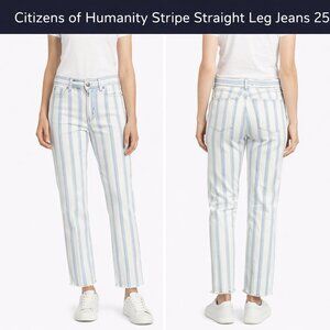 Citizens of Humanity Stripe Straight Leg Jeans 25 with Stripes and Belt